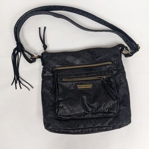 Stone Mountain Black floral leather purse Shoulder Bag